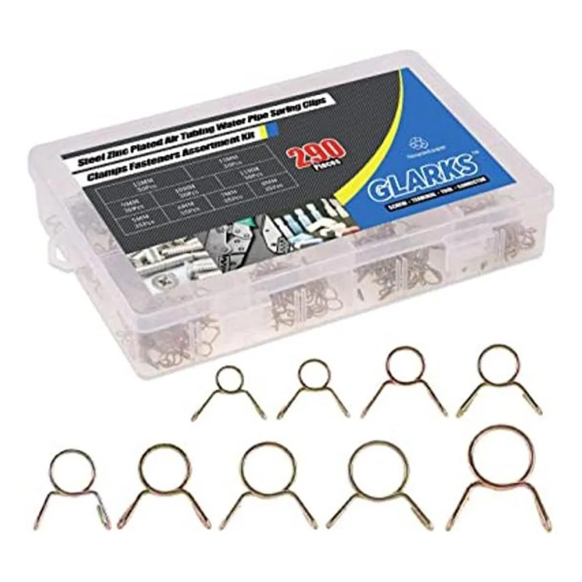 Glarks Kit surtido de 290 pinzas de resorte para tubería_1