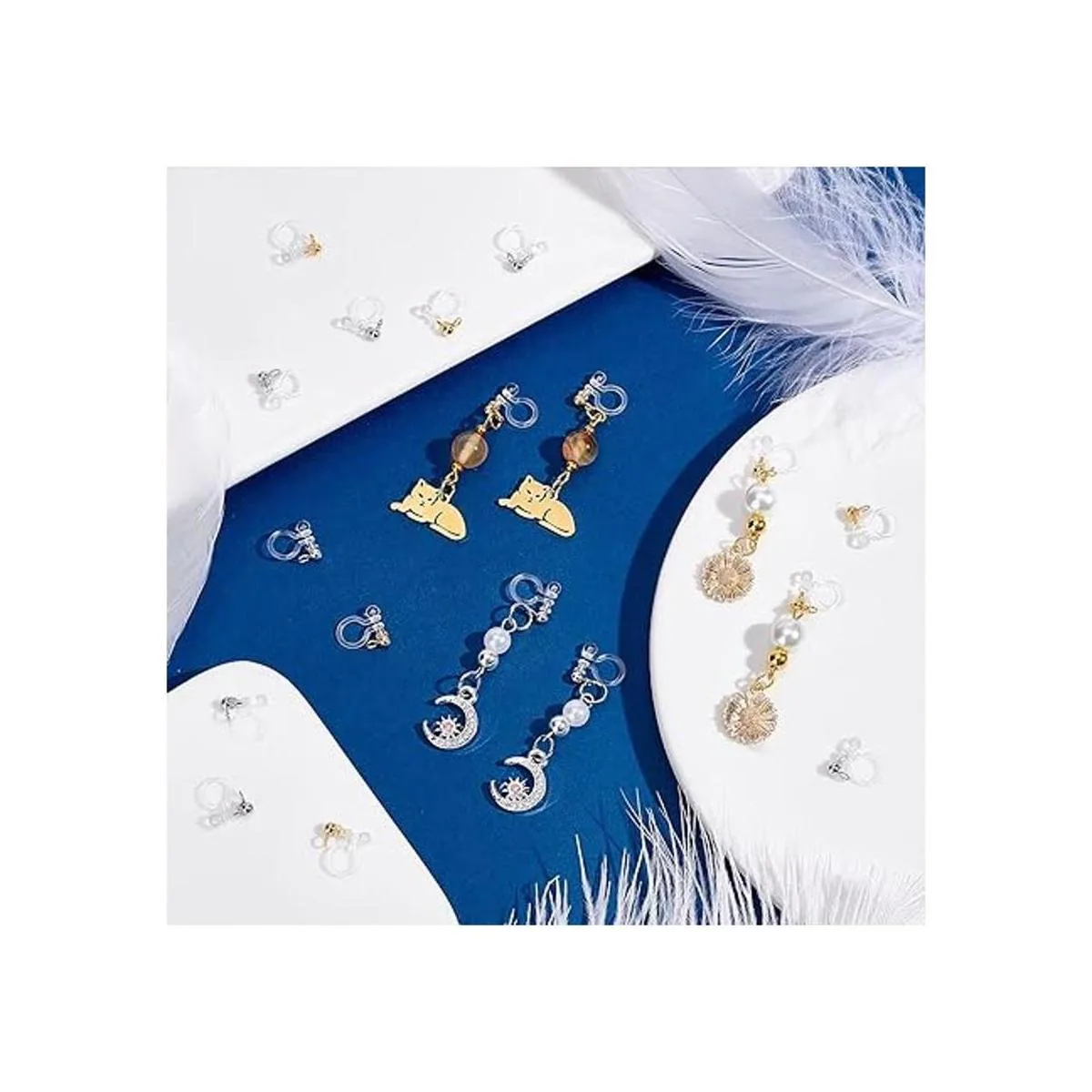 PH Pandahall 24 piezas de aretes transparentes tipo U de_2