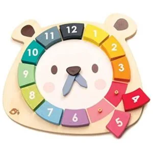 Tender Leaf Toys Reloj de 12 piezas de colores de oso_1
