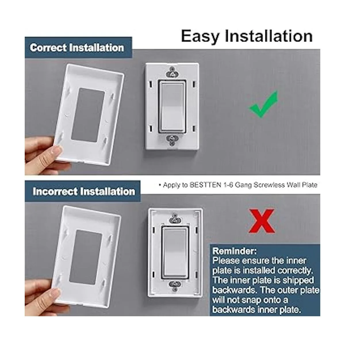 BESTTEN Paquete de 20 platos de pared sin tornillos de 1_4