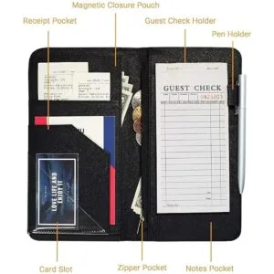 Libro de servidor con cremallera y bolsillo magnético para_3