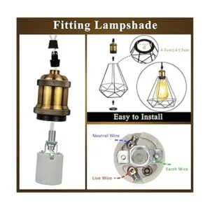 DiCUNO Portalámparas colgante E26 E27 vintage con_3