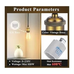 DiCUNO Portalámparas colgante E26 E27 vintage con_4