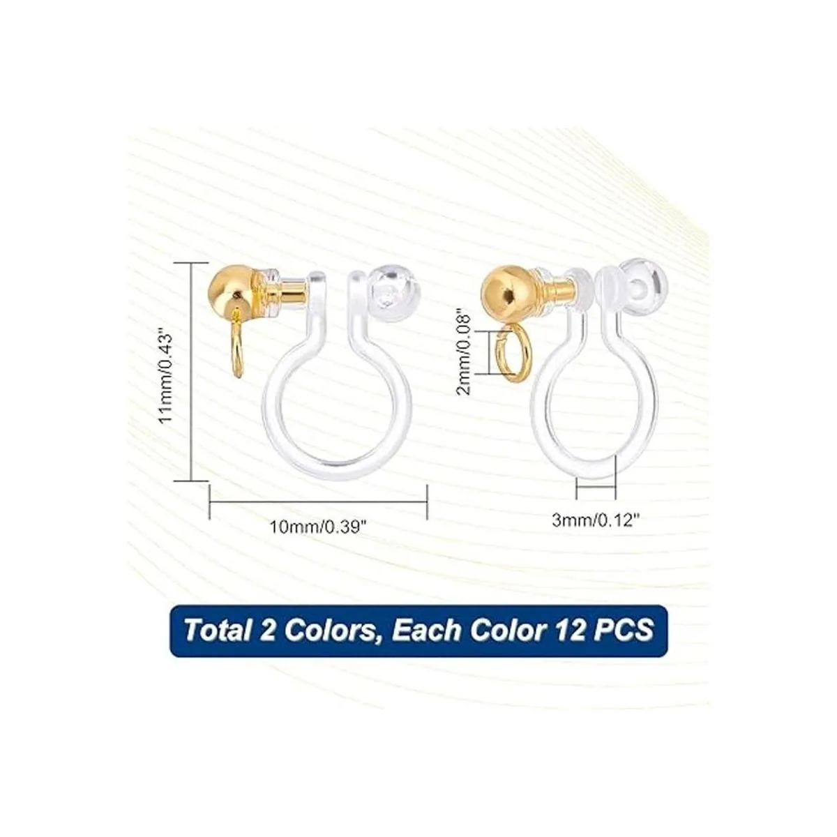 PH Pandahall 24 piezas de aretes transparentes tipo U de_4