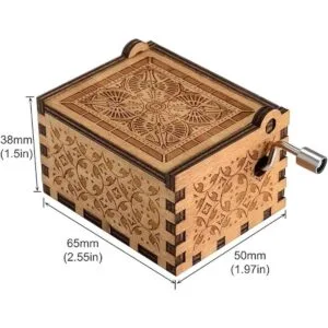 Caja de música de madera con manivela de mano y arco iris_5