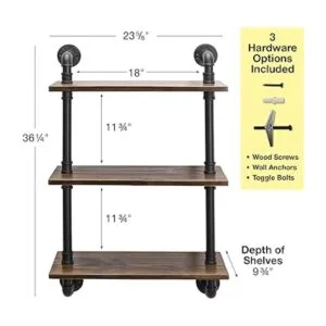 Estante flotante de madera rústico de 3 niveles de 24.0 x_3