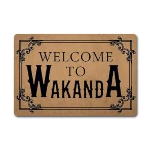 Felpudo ZQH Welcome to Wakanda con diseño de pantera negra_1