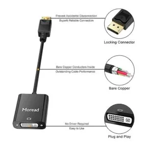 Moread DisplayPort DP a DVI puerto de pantalla chapado_3