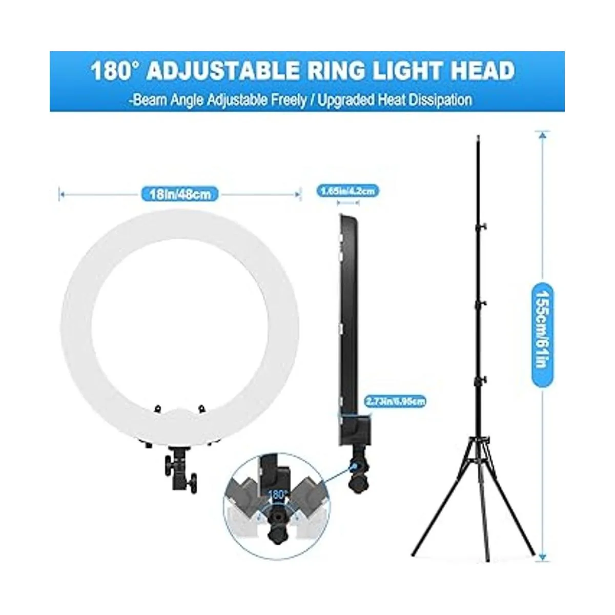 IVISII Anillo de luz con soporte y pantalla LCD multiuso_3