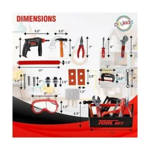 Playkidz Caja de herramientas para niños 22 piezas para_3