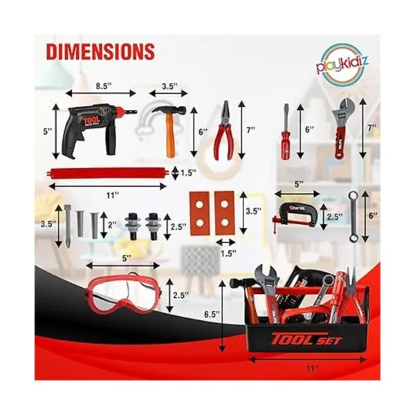 Playkidz Caja de herramientas para niños 22 piezas para_3