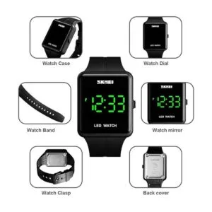 Reloj digital LED de cara grande fecha hora 3 bar_6