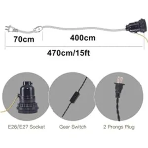 EFINEHOME 1 lámpara colgante de luz con enchufe de cable_4