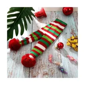 Blulu 2 unidades de Navidad mascota bufanda de punto perro_6