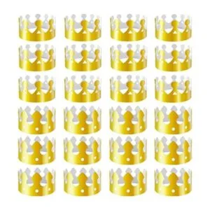 Aniann Paquete de 28 gorras de corona de papel dorado de_1