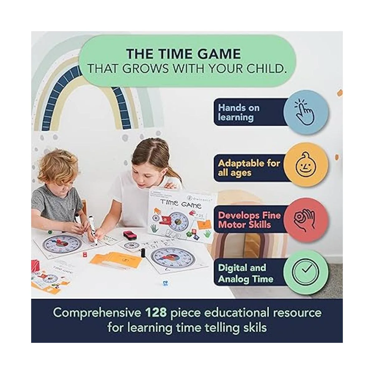OWLCONIC Learning Time Game Un gran 128 piezas de ayuda_2
