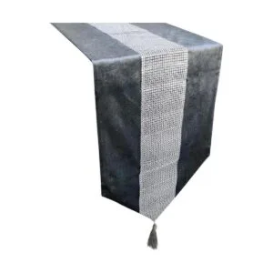 San Tungus Camino de mesa con tiras y borlas de diamantes_1