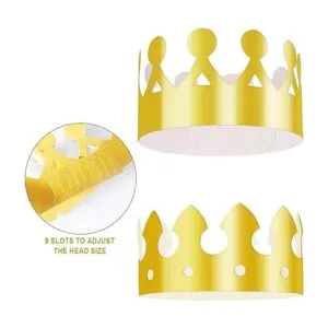 Aniann Paquete de 28 gorras de corona de papel dorado de_2