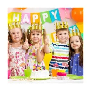 Aniann Paquete de 28 gorras de corona de papel dorado de_4