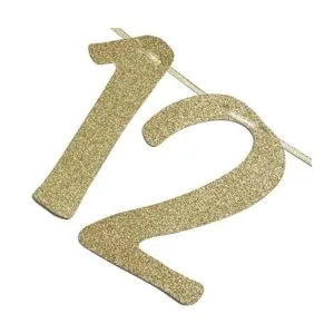 Cartel de 12 años de amor con purpurina dorada para_3