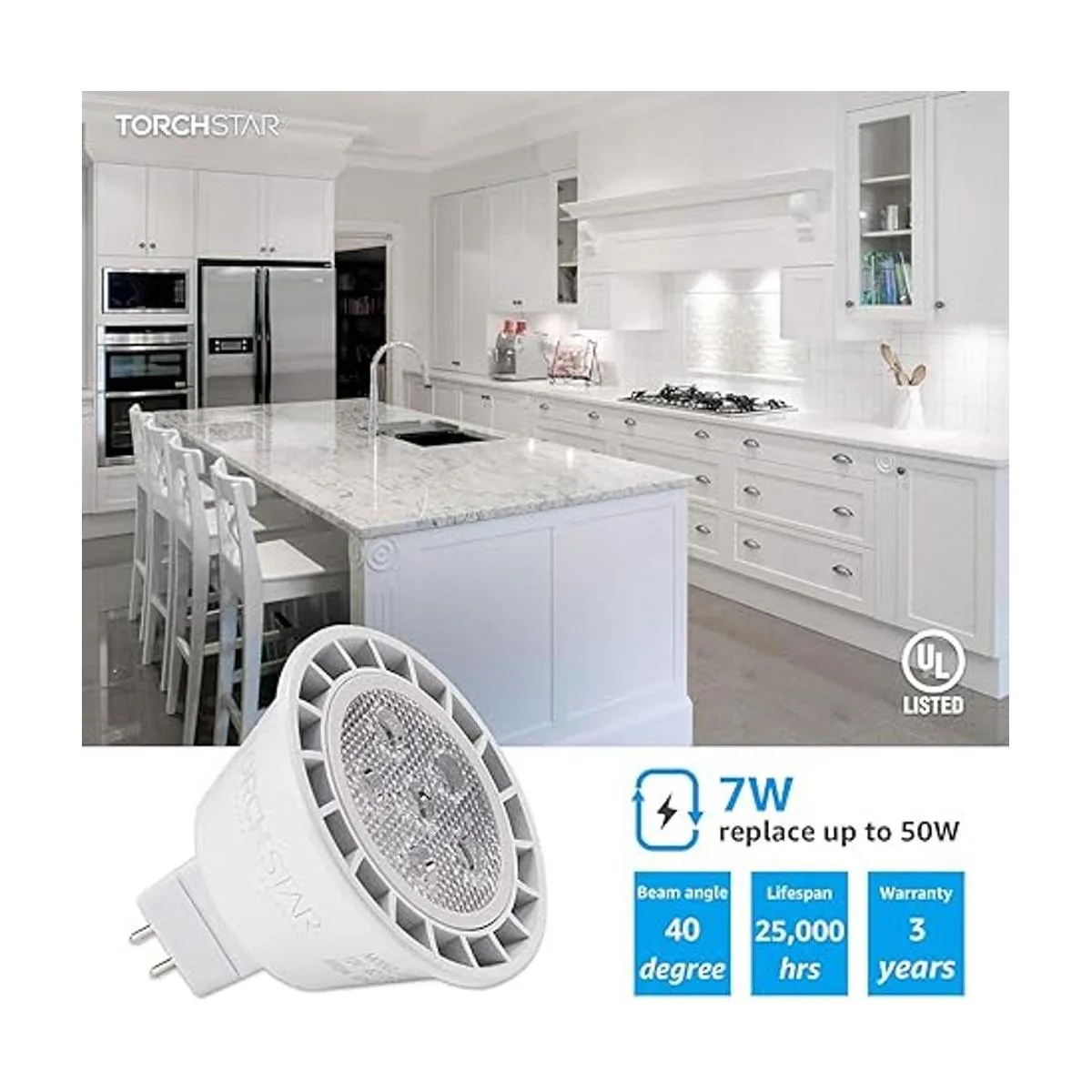 TORCHSTAR Paquete de 12 bombillas LED MR16 regulables_4