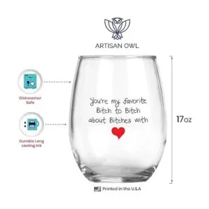 Taza de vino divertida con texto Youre My Favorite Bitch_2