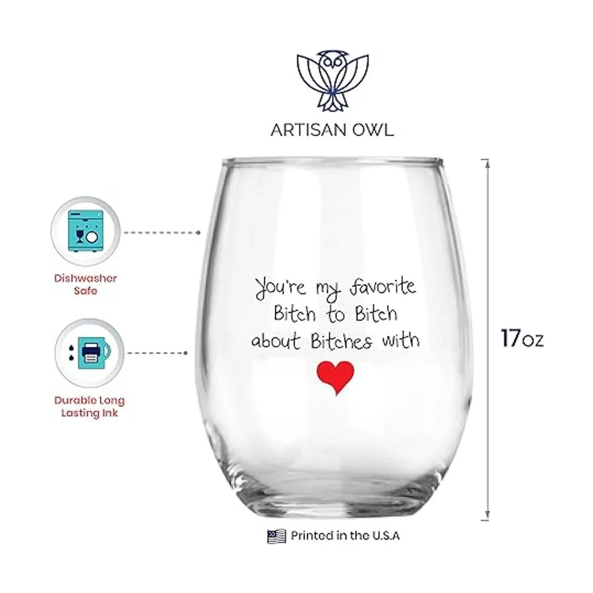 Taza de vino divertida con texto Youre My Favorite Bitch_2