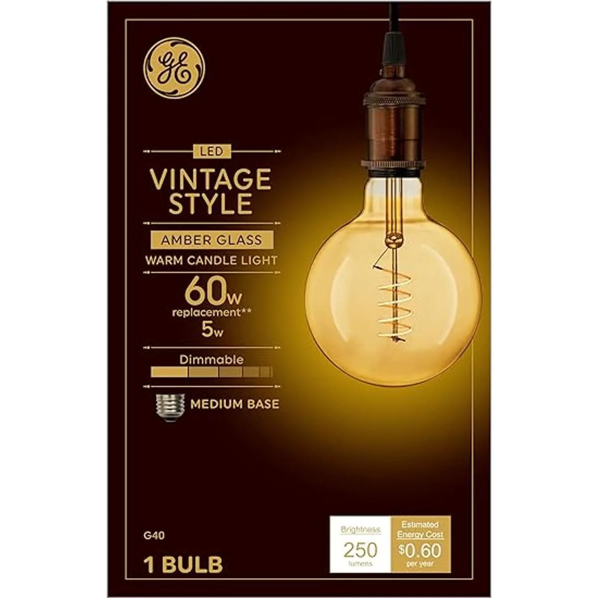 GE Lighting 36538 LED de vidrio ámbar regulable Vintage_1