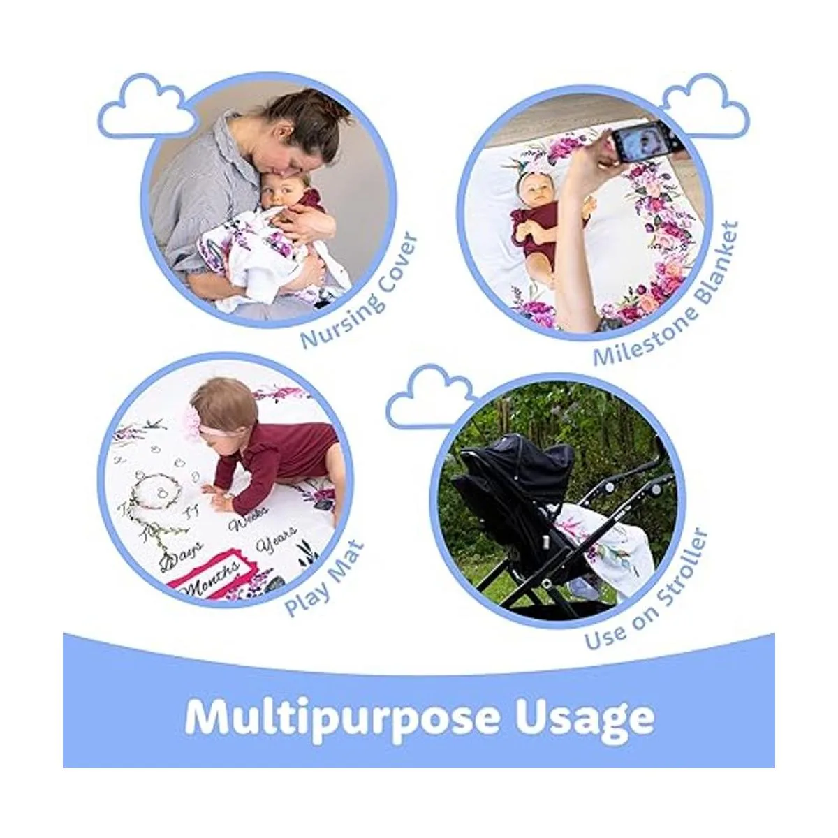 Bliss n Baby Manta Milestone para bebé niña manta_4