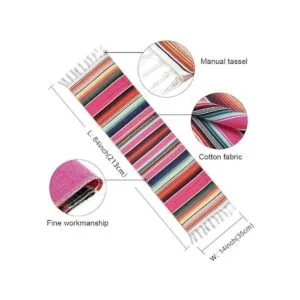 Fowecelt Camino de mesa de sarape mexicano de 14 x 80_3