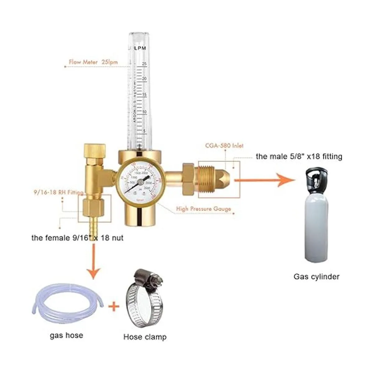 Reboot CO2 regulador de gas completo caudalímetro de cobre_2