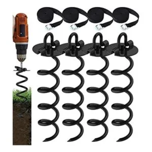 Eurmax 4Pc Pack Spiral Stakes Heavy Duty Anchor Kit Ice_1
