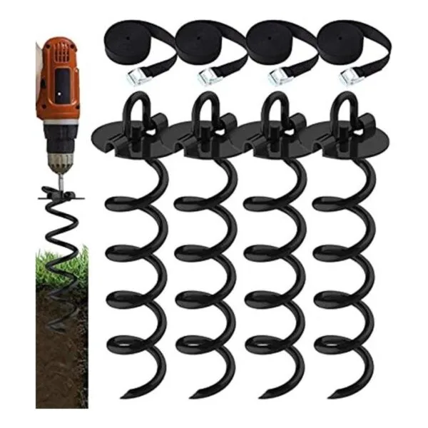 Eurmax 4Pc Pack Spiral Stakes Heavy Duty Anchor Kit Ice_1