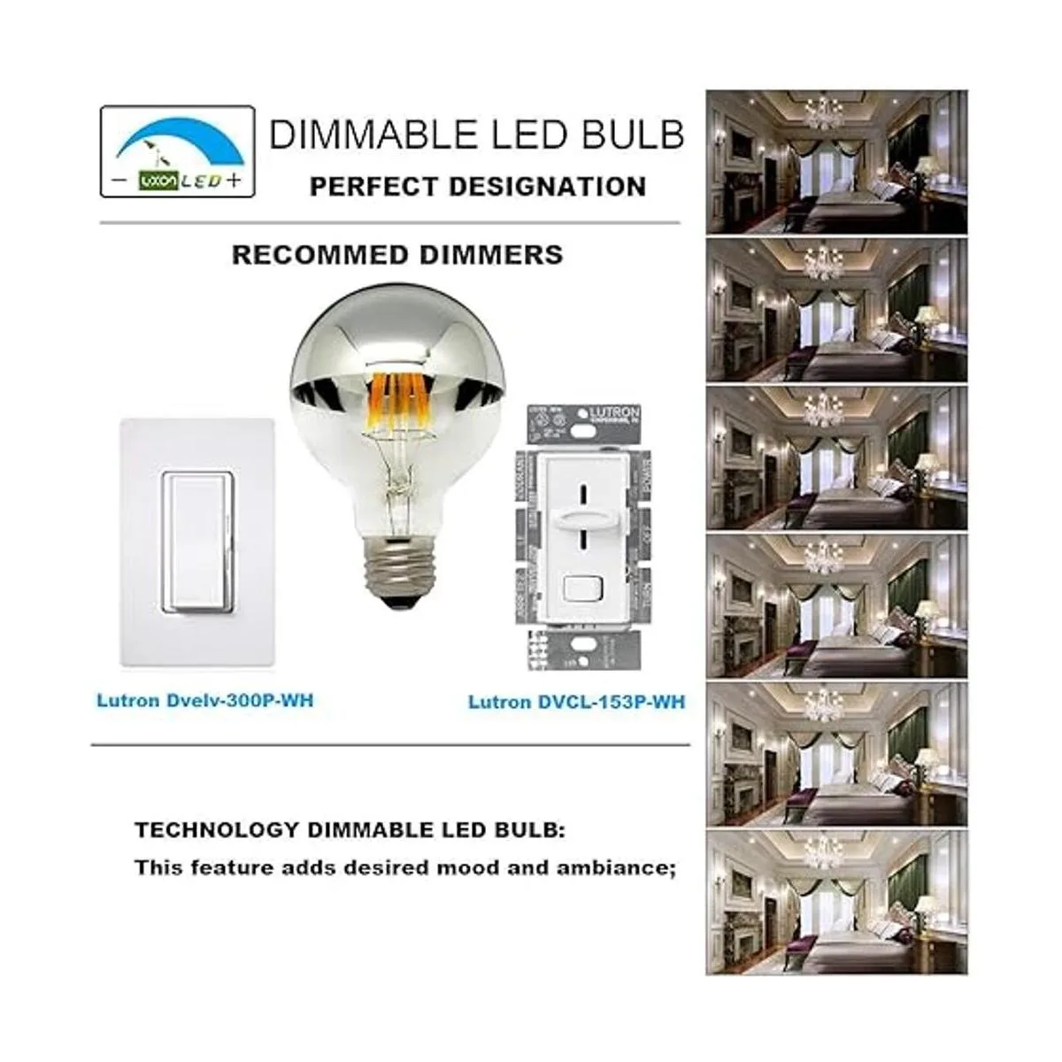 LUXON Luz de medio cromo regulable bombilla de filamento_4