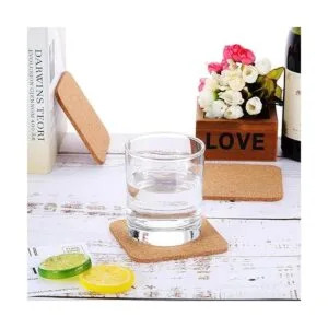 Posavasos cuadrados de corcho grueso de madera para_6