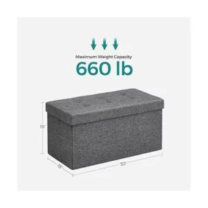 SONGMICS Banco otomano de almacenamiento baúl con tapa_3