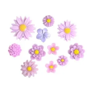 Paquete de 44 abalorios de flores de margaritas peonías de_2