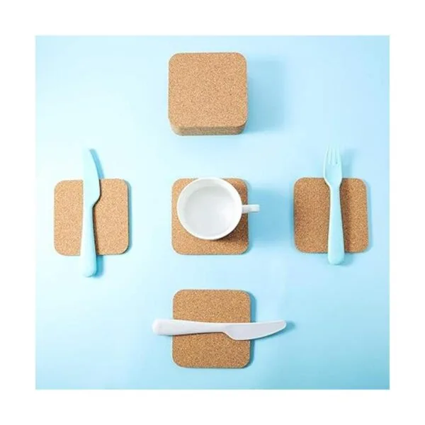 Posavasos cuadrados de corcho grueso de madera para_5