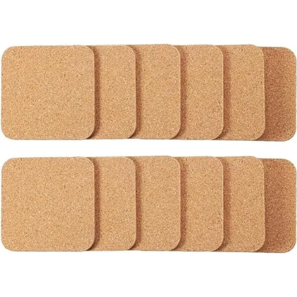 Posavasos cuadrados de corcho grueso de madera para_2