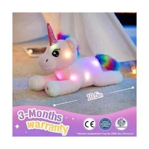 Juguete de peluche de unicornio rosa con luz grande_2