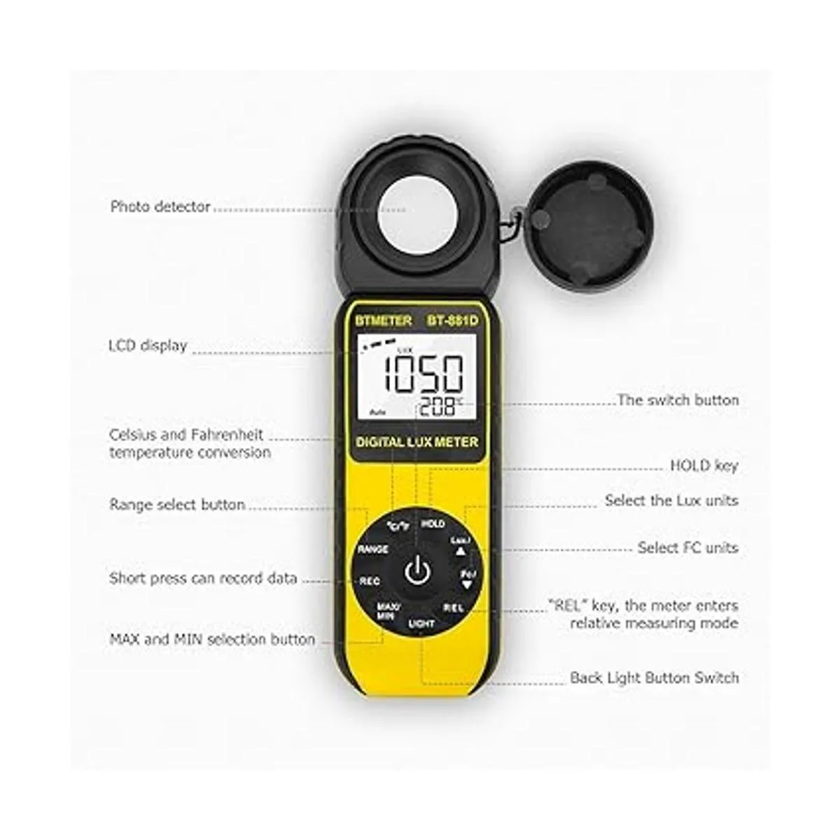 BTMETER BT881D Medidor de luz de iluminación digital_4