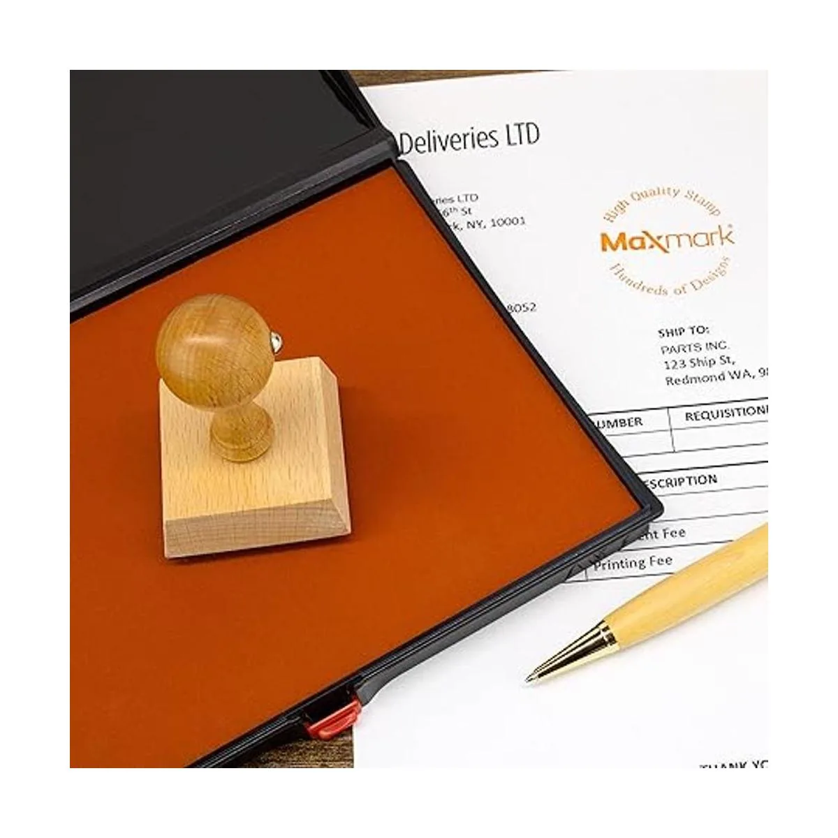 Almohadilla de sello de tinta negra extra grande de alta_6