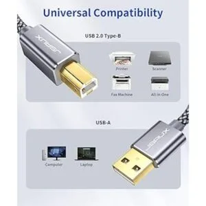 JSAUX Cable de impresora USB de 15 pies 2.0 tipo A macho_2