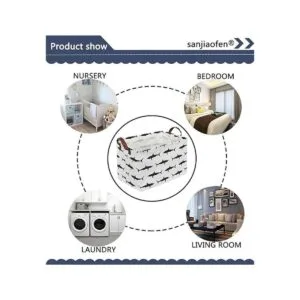 Sanjiaofen Cesta plegable rectangular de tela para_5