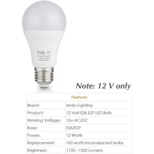 Tento Lighting E26 Bombilla LED de 12 V 12 W 1200_2