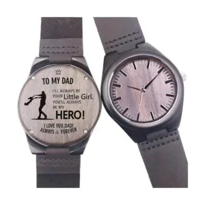 Reloj de madera grabado casual hecho a mano reloj de_2