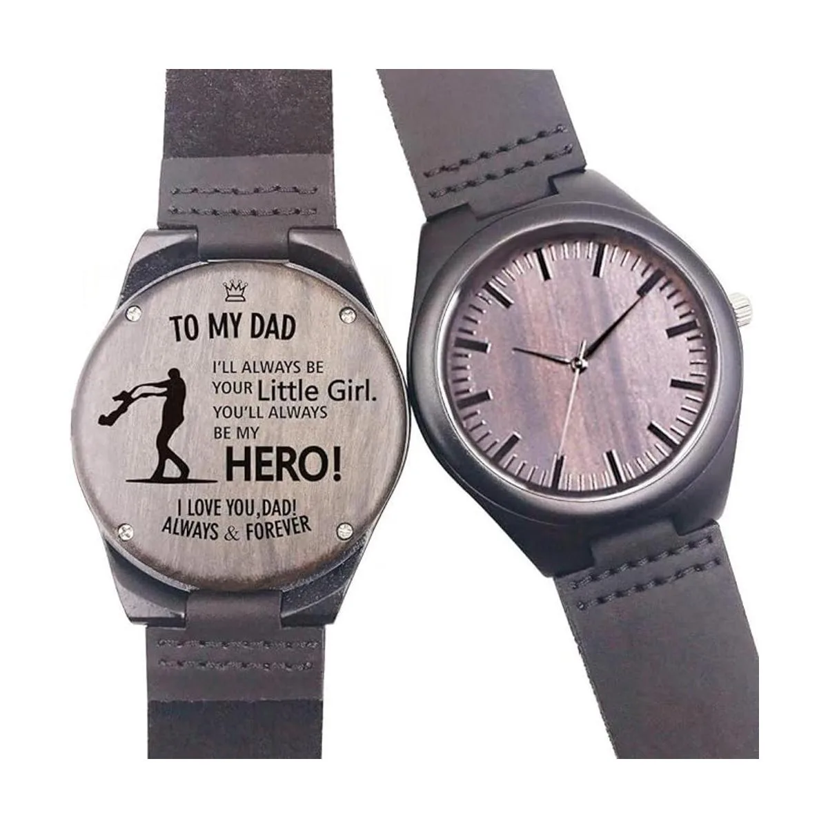 Reloj de madera grabado casual hecho a mano reloj de_2