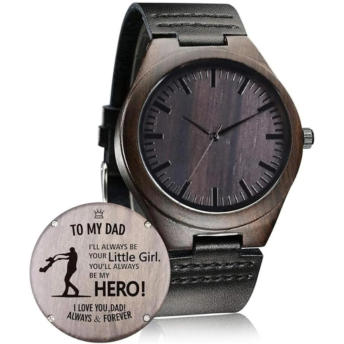 Reloj de madera grabado casual hecho a mano reloj de_1