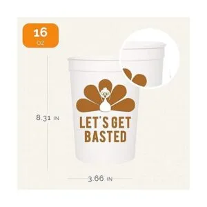 Tazas de fiesta de Acción de Gracias Lets Get Basted_3