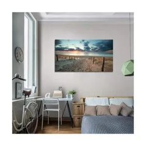 Lienzo decorativo para pared playa puesta de sol_3